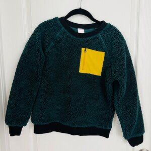Hanna Andersson Heavyweight Sherpa Crewneck Sweater Dark Green Teal Boys Size 12